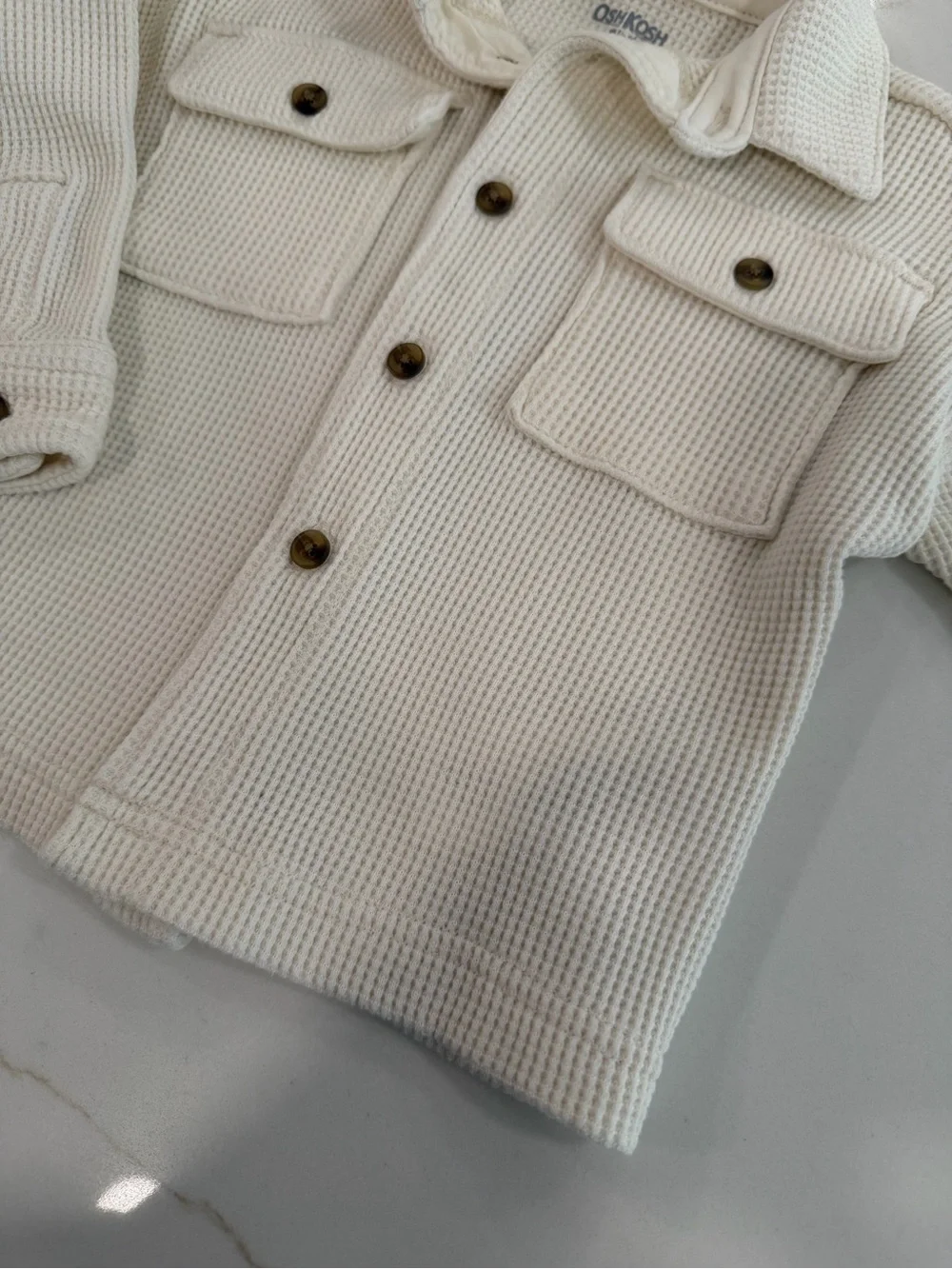OshKosh Cream Waffle Knit Button-Up